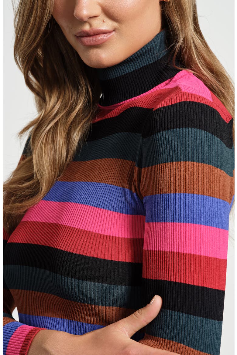 Stripe Turtleneck Rib Sweater, Alternate, color, MULTI STRIPE
