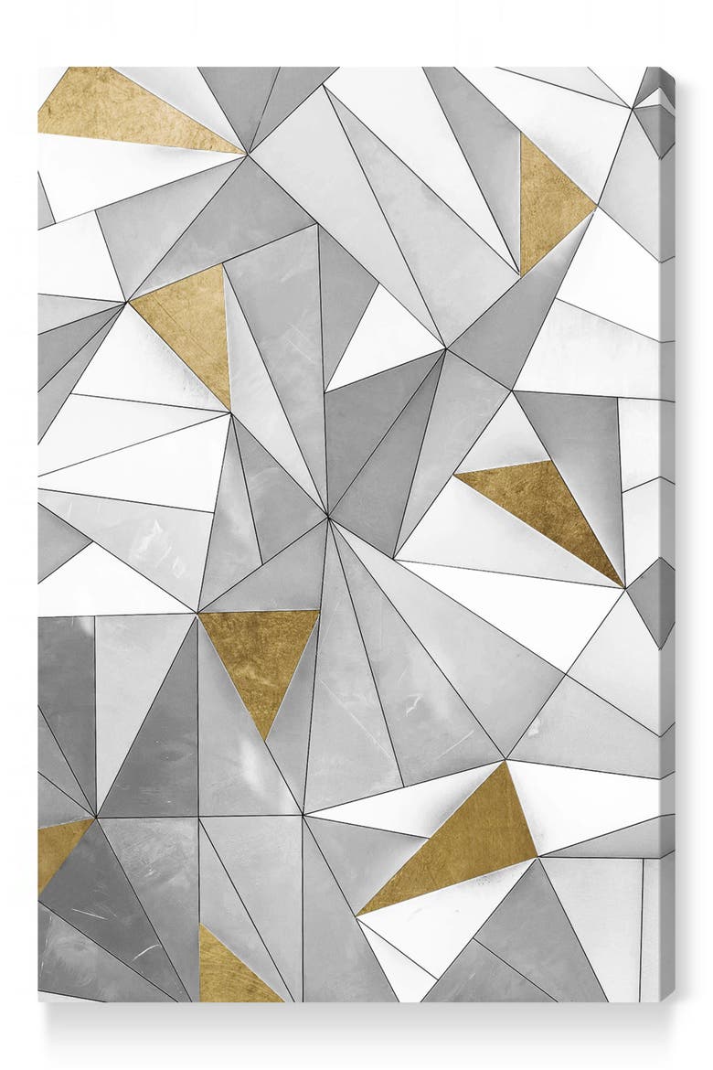 Triangular Wall Canvas Wall Art, Main, color, GREY WHITE GOLD