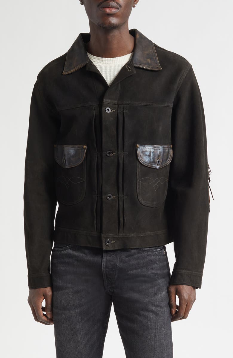 Double RL Pickett Suede Jacket, Main, color, Black