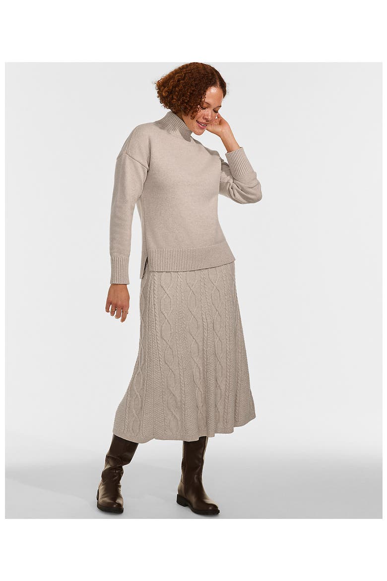 Dweller Split Hem Turtleneck Sweater, Alternate, color, Oatmeal Tan Heather