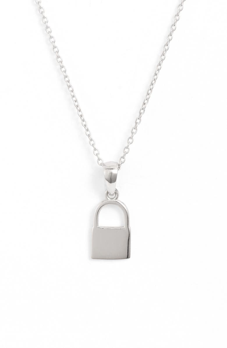 Adina's Jewels Adina’s Jewels Mini Lock Pendant Necklace, Main, color,
