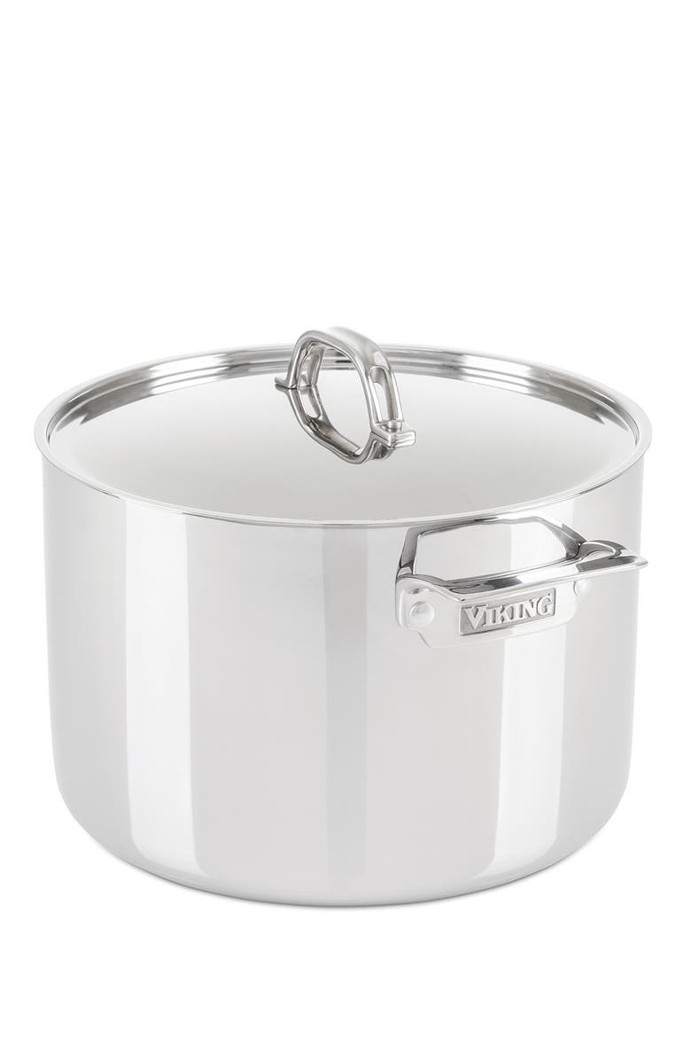 3-Ply 12 Quart Mirror Finish Stainless Steel Stock Pot with Metal Lid, Main, color, NO COLOR