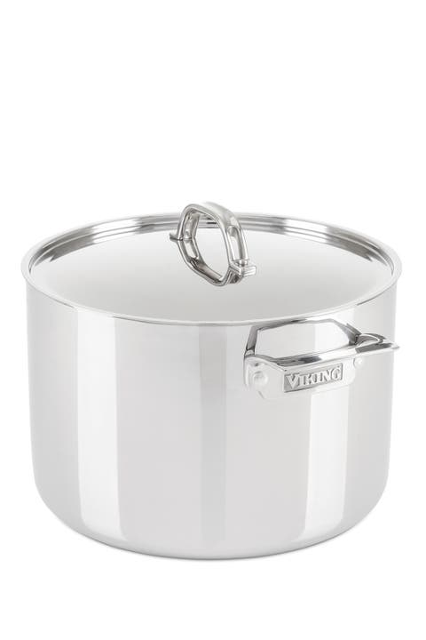 3-Ply 12 Quart Mirror Finish Stainless Steel Stock Pot with Metal Lid