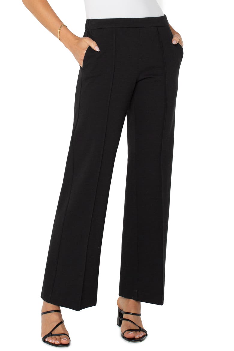 Kayla Wide Leg Pull-On Trousers, Main, color, BLACK