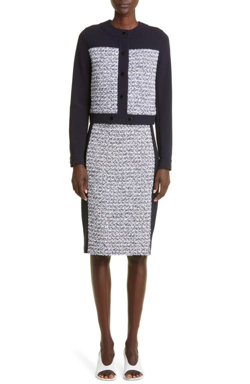 St John St. John Collection Mixed Media Sleeveless Sheath Dress In Multi