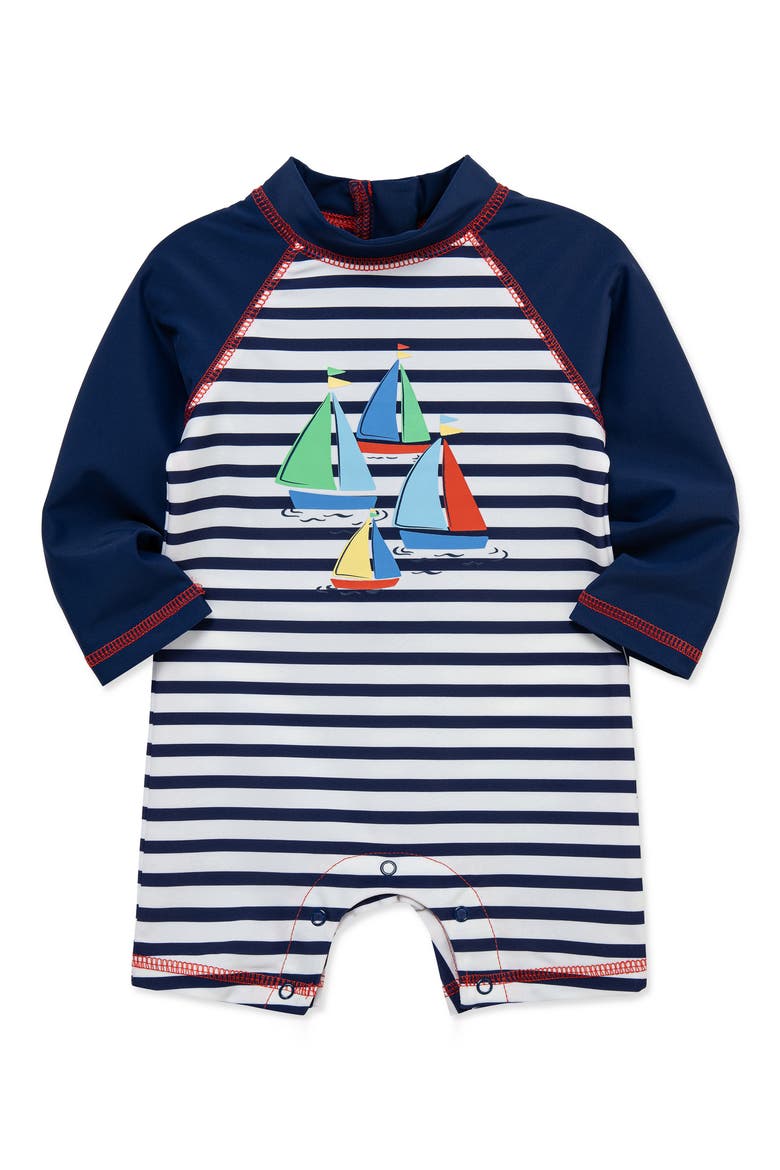 Boat One-Piece UPF 50+ Rashguard, Alternate, color, BLUE STRIPE