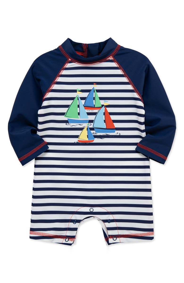 Little Me Boat One-Piece UPF 50+ Rashguard, Alternate, color, 