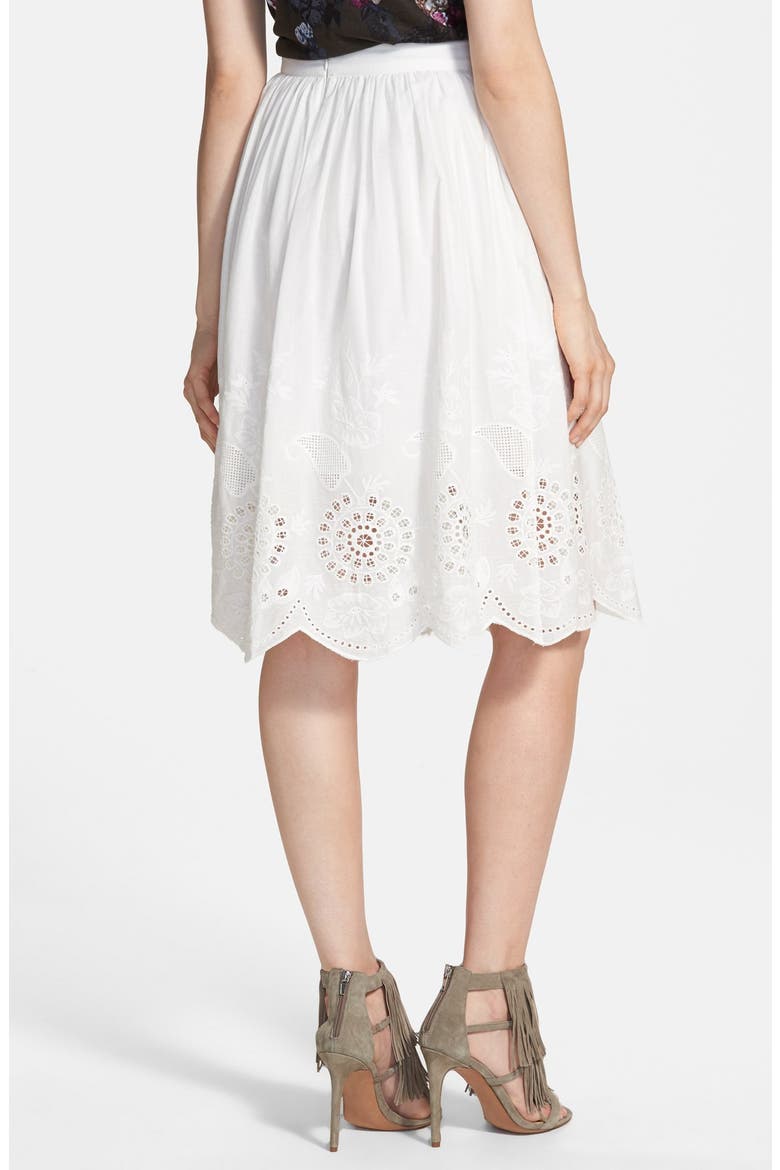Eyelet Midi Skirt, Alternate, color, WHITE