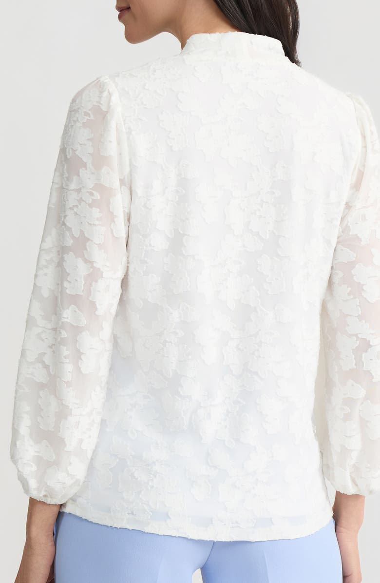 KASPER Burnout Floral Woven Shirt, Alternate, color, Lily White