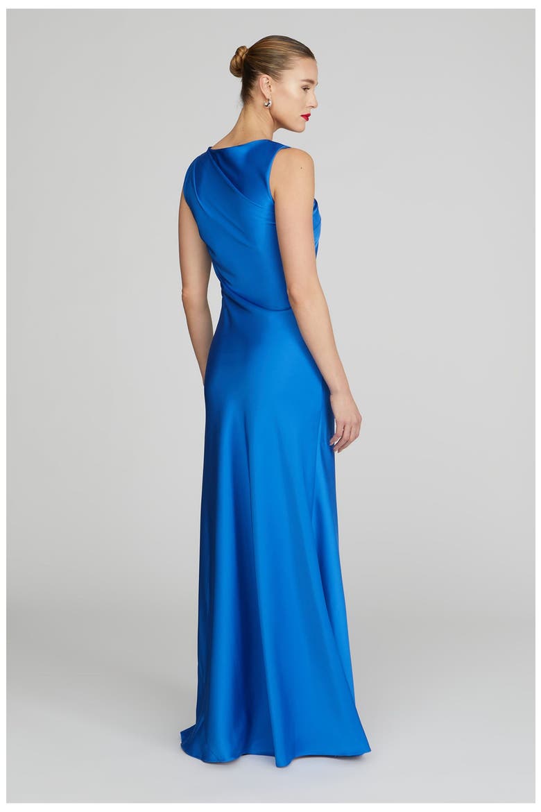 Francine Satin Gown, Alternate, color, Oceanic Blue