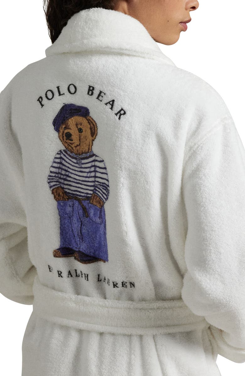 Polo Ralph Lauren Bear Print Organic Cotton Robe, Alternate, color, Beret Bear