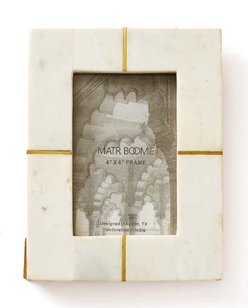 Matr Boomie Sammita White Picture Frame - Carved Marble Brass Inlay | Nordstrom