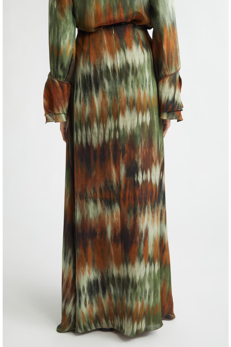 New Intermingled Ideas Silk Georgette Maxi Skirt, Alternate, color, PINE GREEN / CHOCOLATE