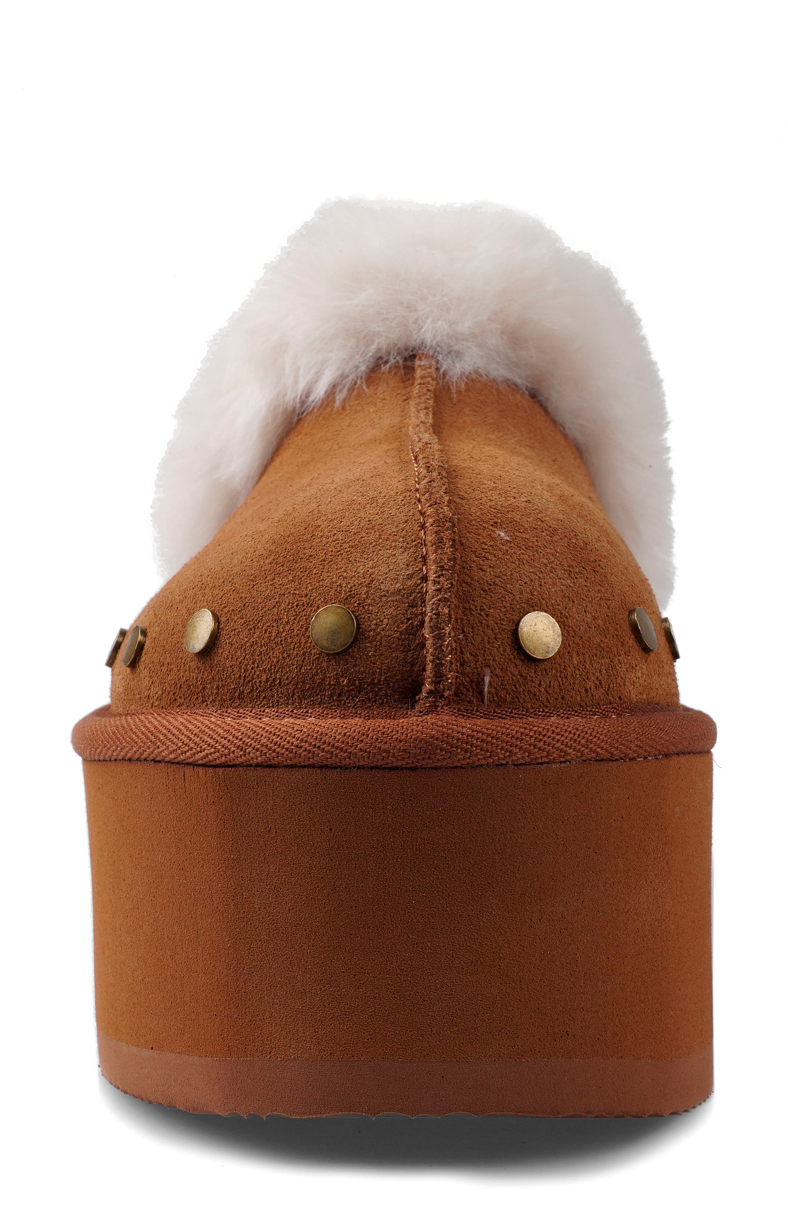 Candie's Sutton Faux Fur Platform Clog, Alternate, color, Tan Suede