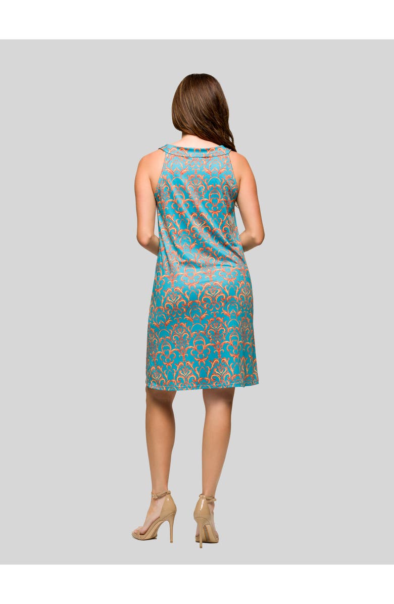 24seven Comfort Apparel Sleeveless Knee Length Shift Dress, Alternate, color, Blue Multi