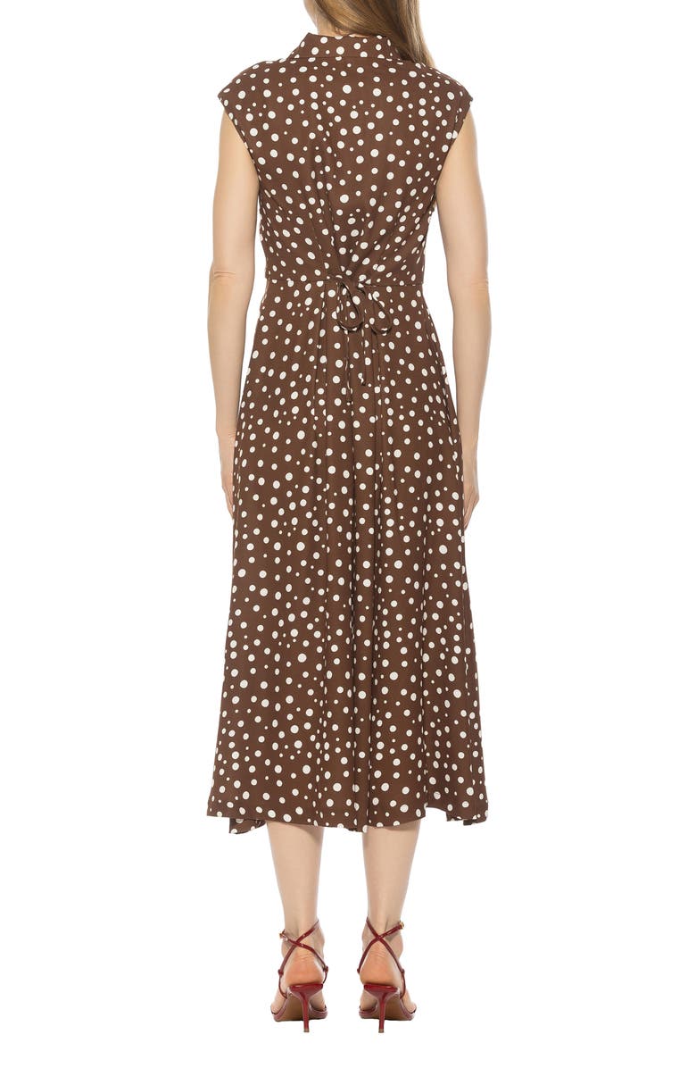 Alexia Admor Amoura Sleeveless Midi Shirtdress, Alternate, color, Brown Polka