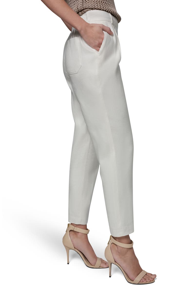 Linen Blend Straight Leg Ankle Pants, Alternate, color, CREAM