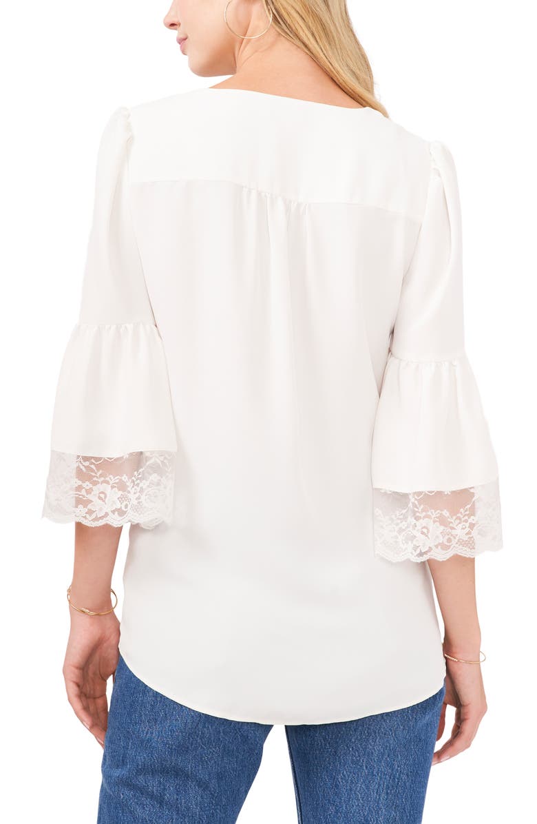 Vince Camuto Tiered Lace Ruffle Sleeve Top, Alternate, color, 