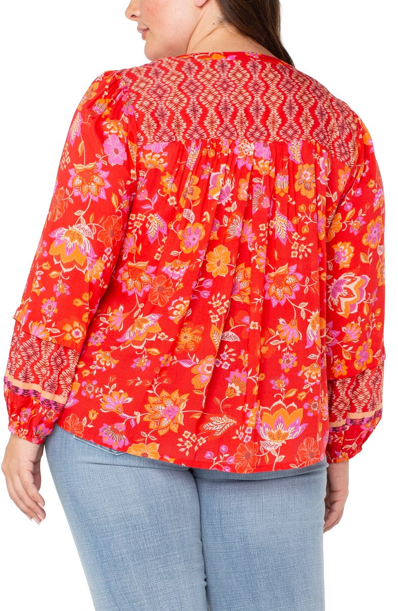 Liverpool Los Angeles Floral Long Sleeve Woven Button-Up Top, Alternate, color,