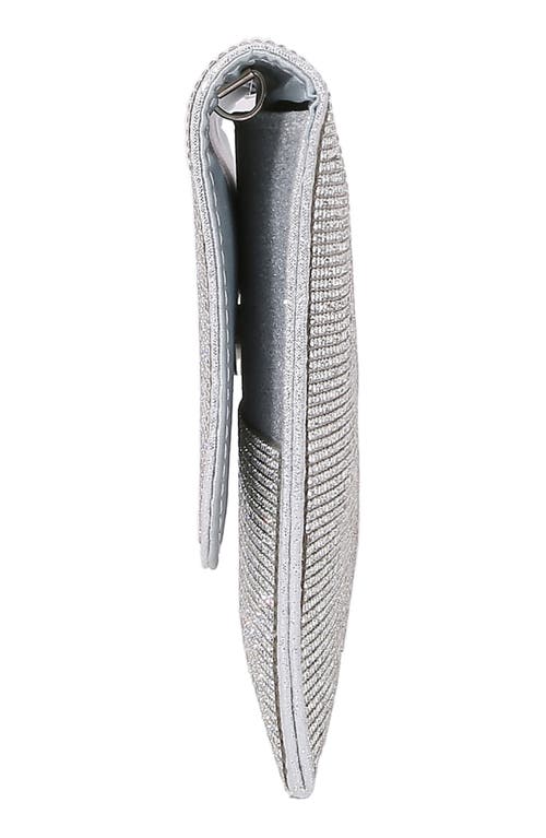 Berness Rhinestone Envelope Clutch In Silver