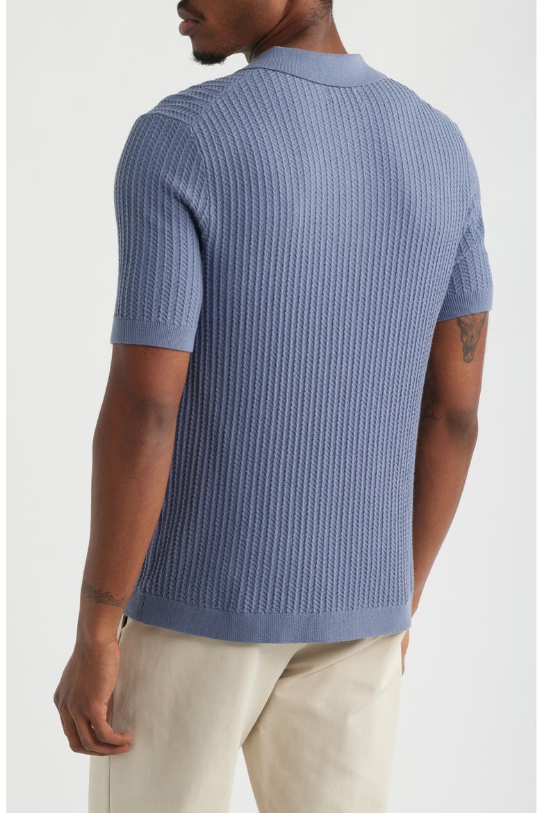 Textured Short Sleeve Polo Sweater, Alternate, color, GREY FOLKSTONE
