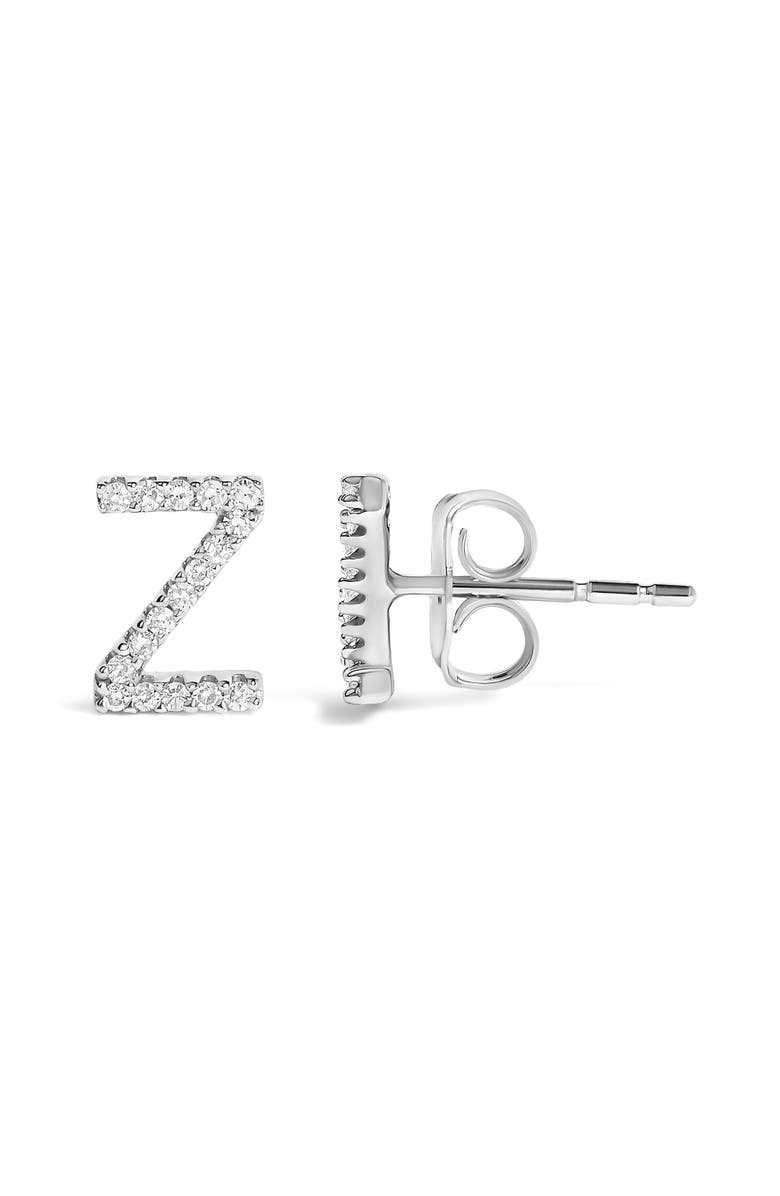 Haus of Brilliance 10K Gold 1/10 Cttw Diamond Initial "A" to "Z" Stud Earring, Alternate, color, White Gold | Z