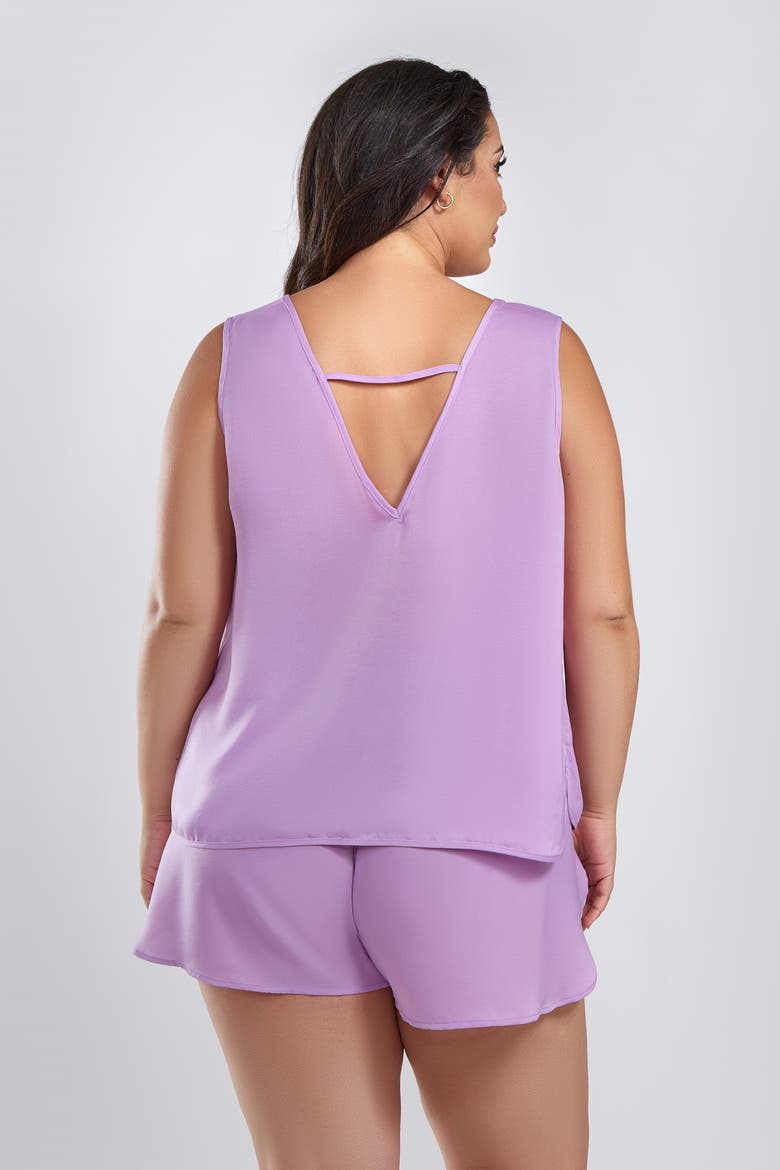 Satin Sleeveless Top and Shorts Set, Alternate, color, Purple
