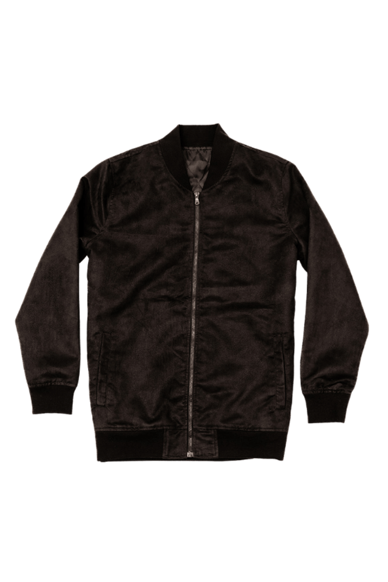 Black Microfiber Suede Bomber Jacket, Main, color, Black