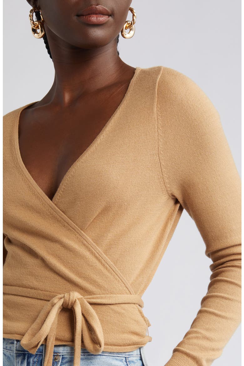 Wrap Sweater, Alternate, color, TAN CARTOUCHE