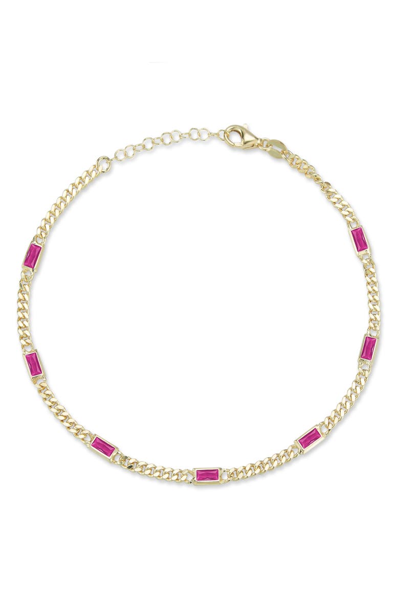 CHLOE AND MADISON 14K Gold Vermeil CZ Station Curb Link Anklet, Main, color, 