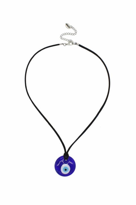 Suede Cord Evil Eye Necklace