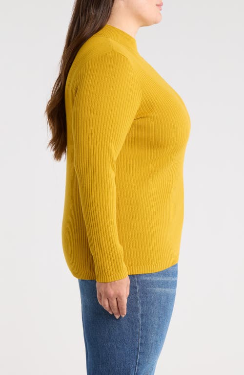 Jones New York Sutton Mock Neck Long Sleeve Cotton Blend Sweater In Gold