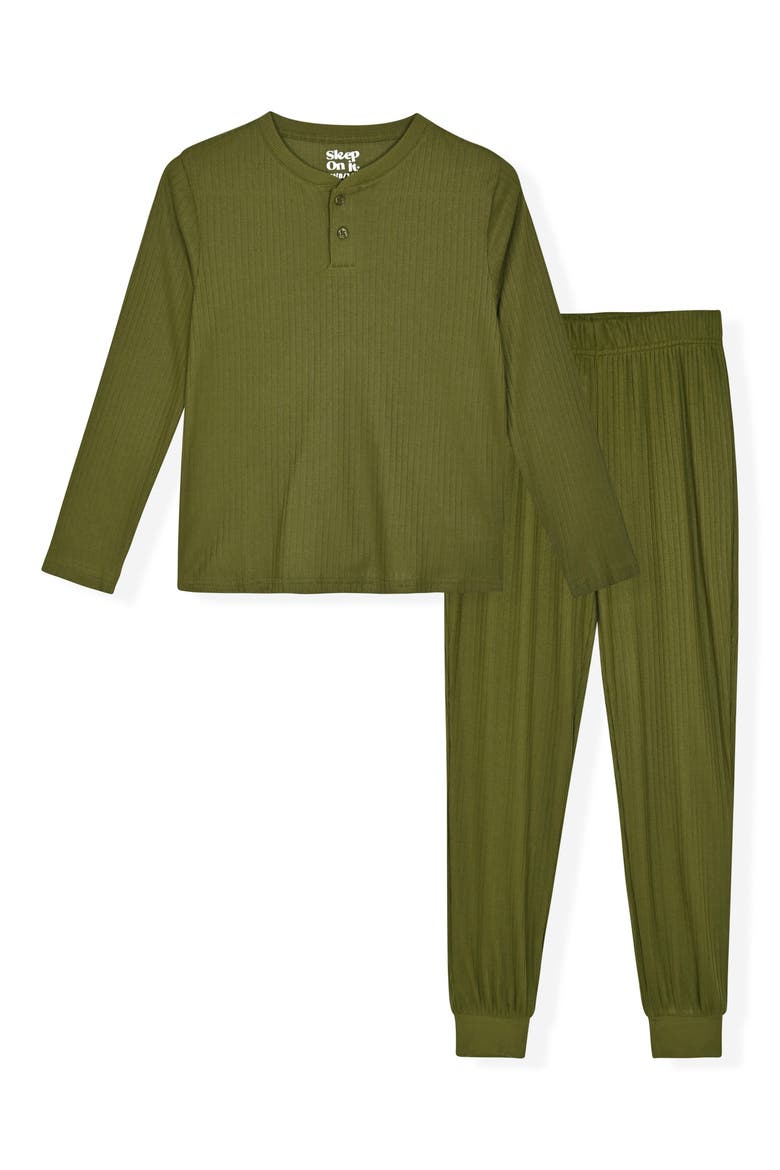 Kids' Hacci Pajama Set, Main, color, GREEN