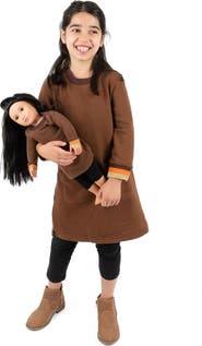 Leveret Girls Sweatshirt Dress with Matching Doll Dress