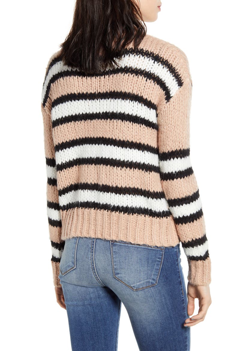 Striped Cozy Sweater, Alternate, color, PINK STRIPE