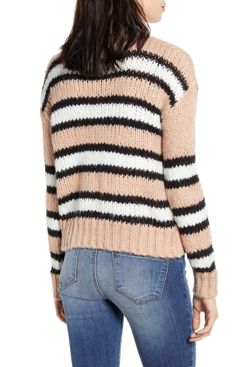 Woven Heart Striped Cozy Sweater, Alternate, color,