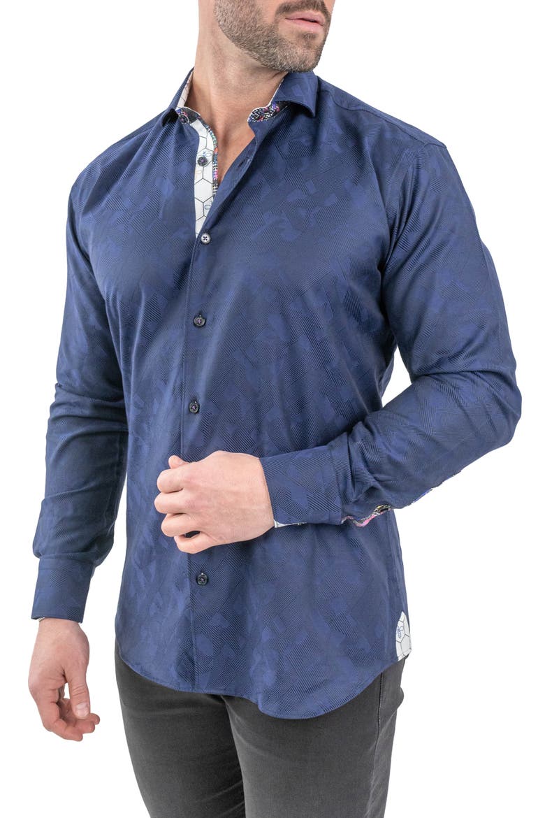 Einstein Jacqceepblack Navy Button-Up Shirt, Alternate, color, BLUE