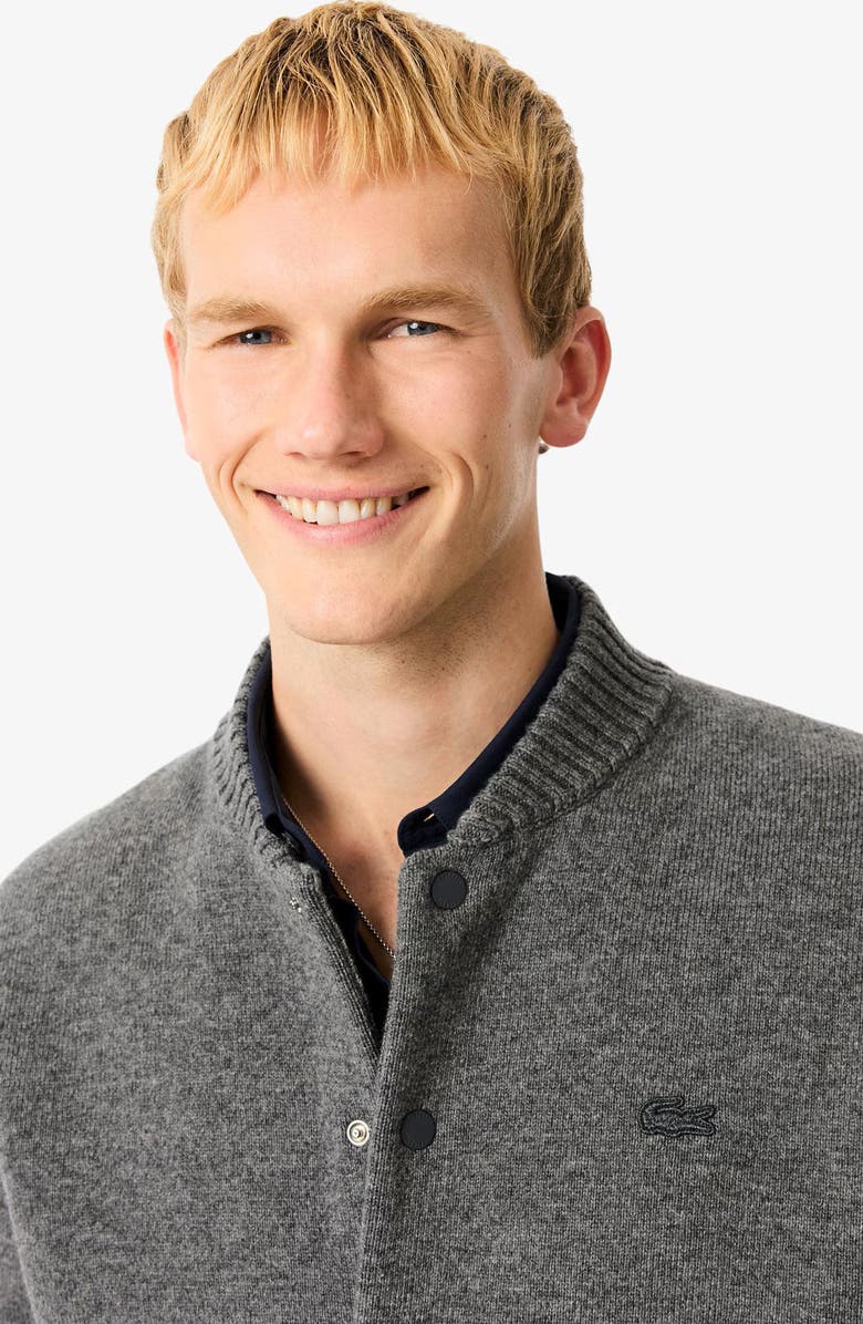 Lacoste Double Face Wool Blend Bomber Jacket, Alternate, color, Pitch Chine