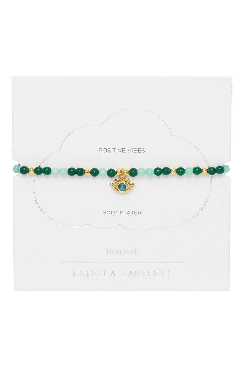 Beaded Evil Eye Stretch Bracelet, Alternate, color, GOLD/GREEN