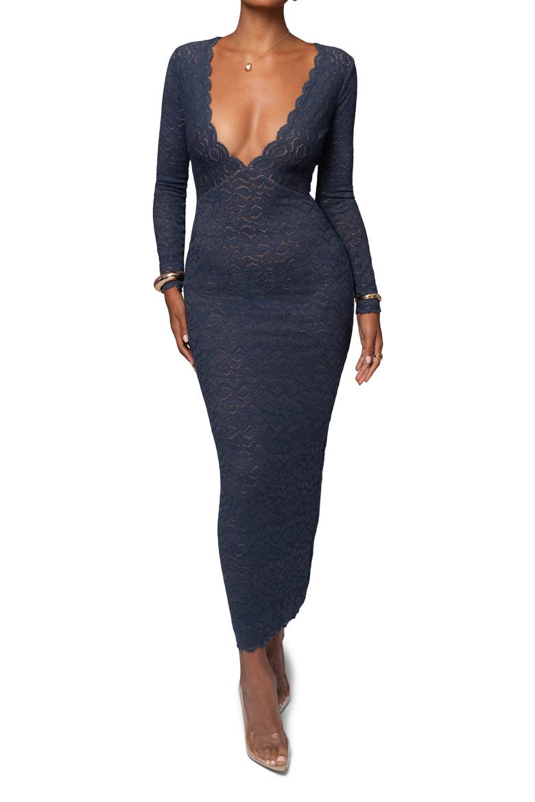 Reunited Lace Long Sleeve Maxi Dress, Alternate, color, BLUE