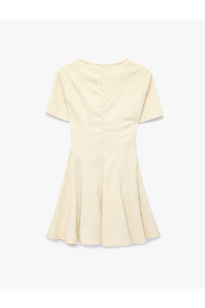 Floral Textured Mini Flared Dress, Alternate, color, ECRU
