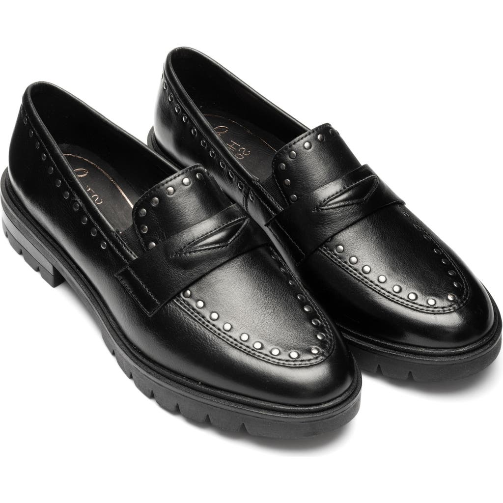 Ara Cardiff Studded Penny Loafer In Black
