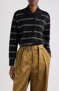 Dries Van Noten Tuno Stripe Merino Wool Polo Sweater