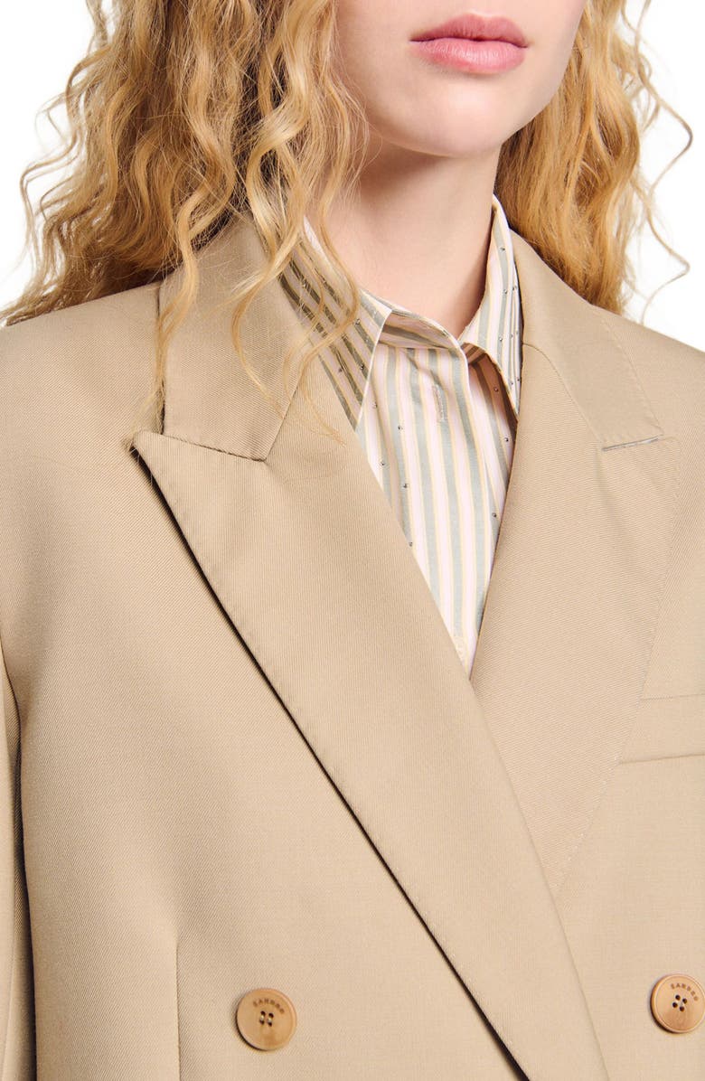 SANDRO Double-breasted suit jacket, Alternate, color, 