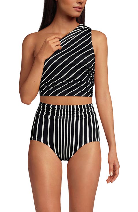 Ruched One Shoulder Midkini Swimsuit Top