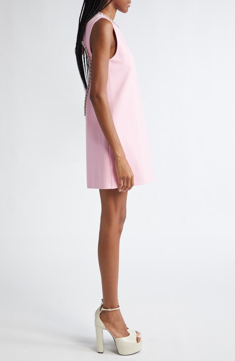 Area Crystal Heart Back Cutout Ponte Minidress, Alternate, color, Pale Pink