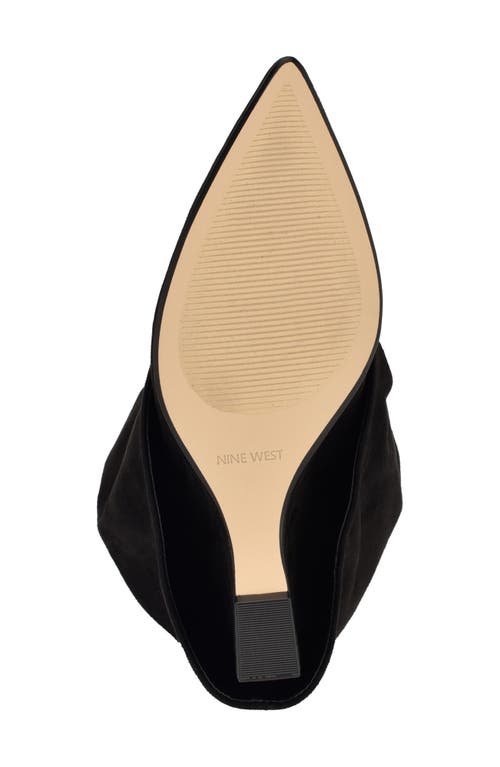 Nine West Amazin Foldover Shaft Pointed Toe Wedge Boot In Black