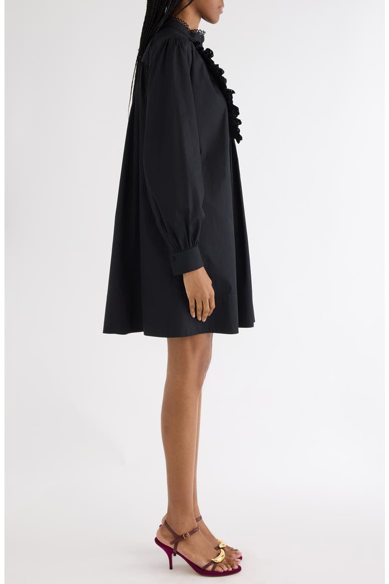 Long Sleeve Taffeta Dress, Alternate, color, BLACK