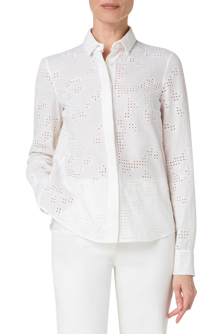 Eyelet Poplin Blouse, Main, color, CREAM