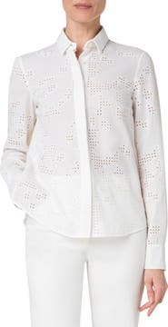 Akris punto Eyelet Poplin Blouse